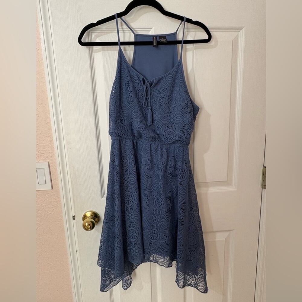 No Comment Blue Lace Dress Size Large Sleeveless Fit & Flare